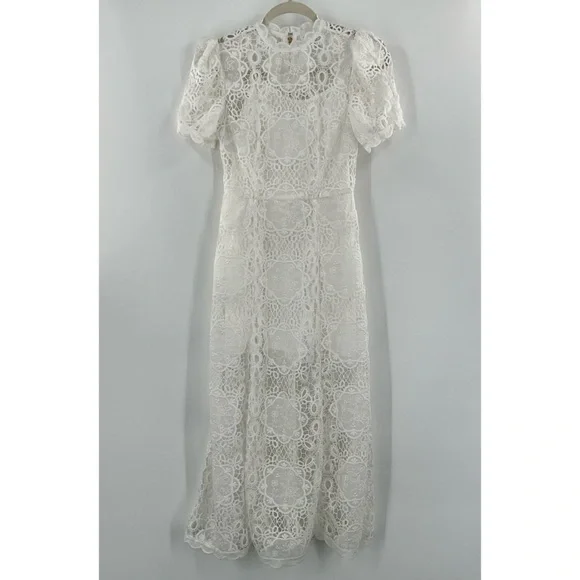 Alice McCall Diamond Veins Lace Midi Dress in White size 2